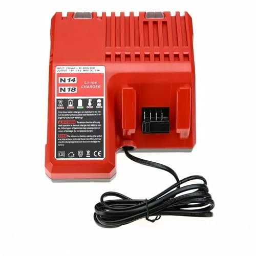 Taladro percutor eléctrico M18 de 18 V, cargador de batería de litio de 230 V. Compatible con Milwaukee M18 de 18 V, color rojo.