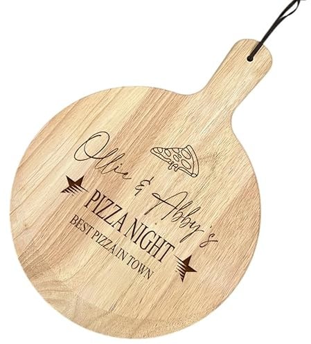 ukgiftstoreonline Personalised Pizza Serving Board, Large Wooden Pizza Paddle, Anniversary and Housewarming Gift