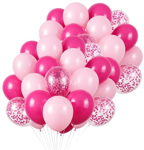 60 Stück Luftballons Pink, Ballons Rosa, Hellrosa Weiss Helium Ballon, Rosa Weiß Latex Ballons Set für Geburtstag Hochzeit Party