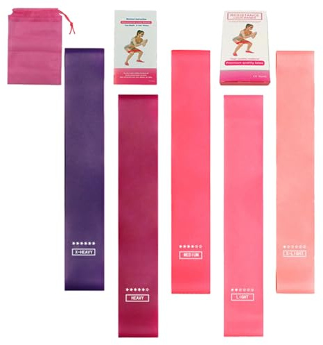 Mikinona 5 Stück Teiliges Widerstandsband Yoga und Fitness Elastische Hüft Po bänder mit Farbverlauf Tragbares Trainingsgerät für Frauen für Heim Workout und Gymnastik