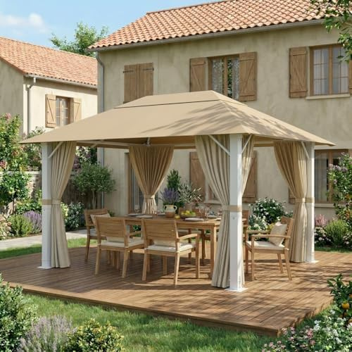 JUMMICO Tonnelle Pliante 3x3 Imperméable en Aluminium Résistante au Vent et aux UV avec Rideaux Idéale pour Jardin et Terrasse Structure Robuste et Durable Protection Efficace Contre Mauvais Temps