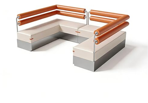 KIBONCY Industrial Style Stainless Steel Booth Sofa Set For Korean BBQ, Hot Pot & Restaurant Dining – Modular Corner & Single Seating With Metal Table(A)