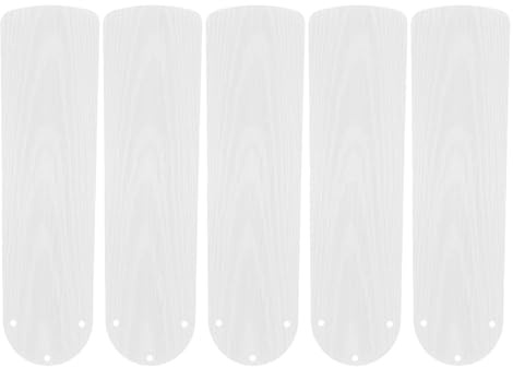 RUNROTOO 5pcs Replacement Ceiling Fan Blade 20.7in Long - Decorative Simulation Wood Grain Blade - Indoor Ceiling Fans Repair Accessories White
