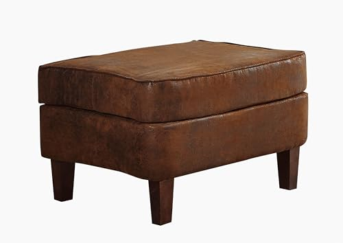 Massivmoebel24.de | Chesterfield Hocker mit Polsterung | Antik-Optik | im hochwertigen Echtleder-Look | 56x67x46 cm | Sitzhocker Sitzkissen