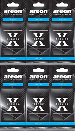 AREON X Autoduft Neuwagen New Car Neues Auto Lufterfrischer Schwarz Aufhänger Anhänger Spiegel Pappe 2D (Set Pack x 6)