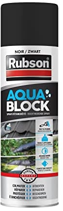 Rubson Aquablock Rivestimento Impermeabile Spray, Rivestimento Impermeabile a Spruzzo, per Sigillare Perdite e Crepe, Gomma Liquida per Riparazioni ad Asciugatura Rapida, Colore Nero, Spray da 300ml