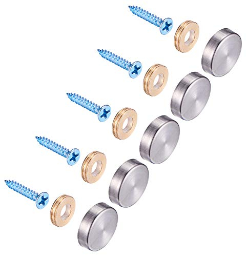 INCREWAY 20 Sätze Edelstahl dekorativ Nägel, 19mm Zylindrisch Spiegel Schrauben Spiegelnagel mit Dekorativ Kappen