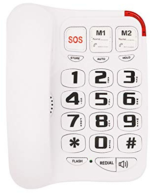 HePesTer Big Button Phone for Elderly Home Corded Landline with Picture Care Assist for Seniors Amplified for Hearing Impaired Aid Wall Mountable