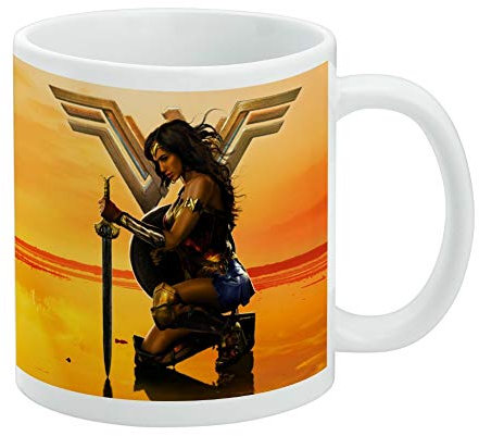 GRAPHICS & MORE Taza redonda reutilizable de cerámica blanca de la película Wonder Woman de 11 onzas