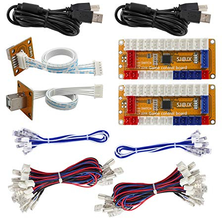 SJ@JX Arcade Game USB Encoder Zero Delay 2 Player Gamepad LED Button Joystick Controller for Nintendo Switch PC PS3 Retropie Raspberry Pi MAME