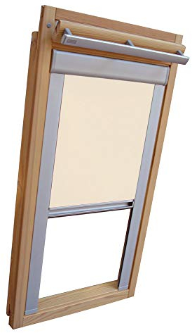 Verdunkelungsrollo THERMO Alu-Rückseite für VELUX Dachfenster TYP GGL/GPL/GGU/GPU - CK04 - Farbe Creme - mit Aluminium Seitenschienen - KLICK Montage
