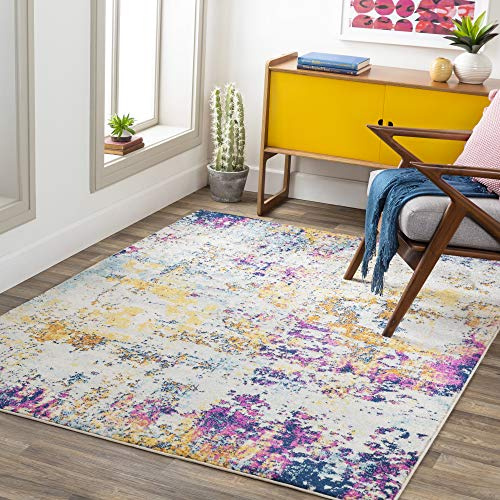 Livabliss Moroni Abstract Rug, Living Room, Soft – 200x275 cm, Pink & Blue