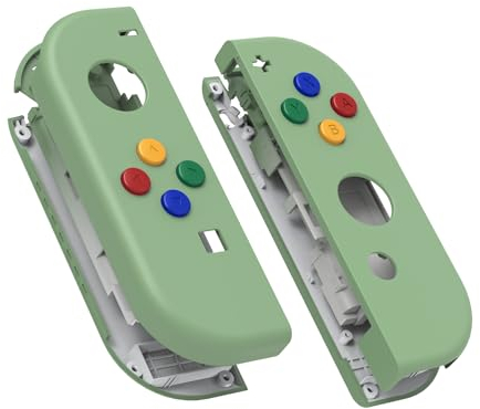 eXtremeRate Joycon Shell & Tasten, Matt DIY-Ersatz Gehäuse Grips Skin Hülle & Knöpfe Buttons Umbau Set für Nintendo Switch/Switch OLED Joycon Controller-Matcha Grün [KEIN Joy Con]