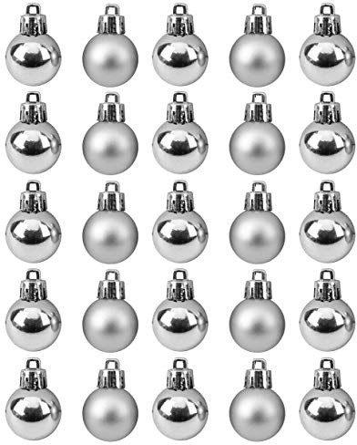 Toyland® 25 Mini Shiny and Matt Small Christmas Tree Ornaments - SILVER- 20mm Wide x 30mm Tall Including Top