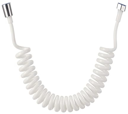 Bidet Federschlauch,Flexible Teleskopischer Duschschlauch ABS Spiralschlauch für Handbrause Badezimmer Spritzpistole und Waschbecken Sprayer,Anti-Twist & Dehnbare(Weiß, 2M)