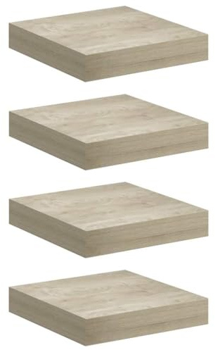 vidaXL 4X Wandregal Schwebend Hängeregal Wandboard Bücherregal Schweberegal Regalbrett CD DVD Regal Dekoregal Eichefarben 23x23,5x3,8cm MDF