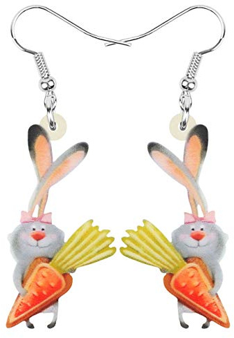 DOWAY Cute Ostereier Kaninchen Ohrringe Acryl Osterhase Dangle Schmuck Geschenke für Damen Mädchen lustig Ostern Deko (Orange)