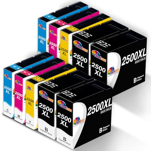 Clorisun 2500XL PGI 2500xl Druckerpatronen Kompatible für Canon 2500 2500XL Multipack Patronen für Canon Maxify MB5150 MB5050 MB5450 MB5455 iB4150 MB5155 MB5350(Schwarz Cyan Magenta Gelb, 8er Pack)