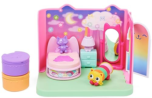 Gabby's Dollhouse, Sweet Dreams Schlafzimmer mit Kissen Katzenfigur und 3 Zubehörteilen, 3 Möbeln und 2 Lieferungen, Kinderspielzeug ab 3 Jahren