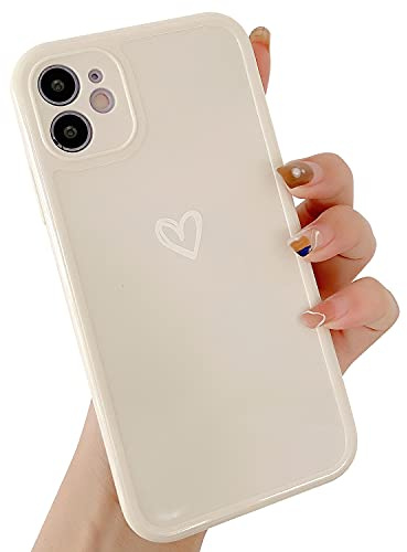 ZTUOK Compatible with iPhone 11 Case for Women Girls, Cute Love Heart Pattern Soft Slim TPU Protective Bumper Phone Case for iPhone 11 - White