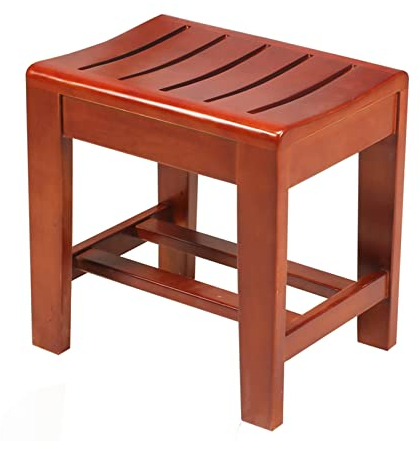 YQKDGQY Holzhocker Duschsitze Spa Bad Duschhocker Lagerregal, Holzsitzhocker Badezimmerhocker Bank mit rutschfesten Feets Lagerregal für Dusche Innenküche Holzbank Bench (Size : 42x28x35cm)