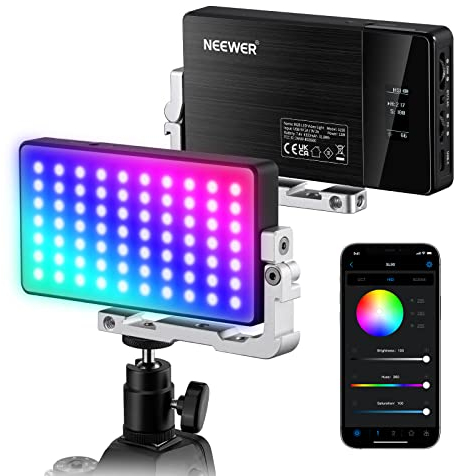 NEEWER SL90 RGB Videoleuchte, Led Videolicht mit App & 2,4G Steuerung/12W 4300mAh Akku/360°Vollfarbe 18 Lichtszenen, 2500~10000K CRI97+ Kameraleuchte aus Aluminium, Kamera Licht für YouTube/TikTok