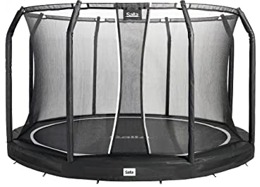 Salta Premium Ground - Bodentrampolin mit Sicherheitsnetz - Rund - ø 251/305/366/396/427 cm - Grün/Schwarz (⌀ 396 cm, Schwarz)