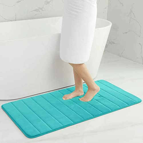 Homaxy Memory Foam Badezimmer Badeteppiche Saugfähige Rutschfester Badvorleger Waschbar Badematte - 61 x 120 cm, Pfau Grün