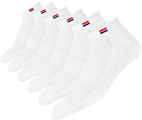 NAVYSPORT 6 Paires Socquettes Homme Femme 35-38 39-42 43-46 en Coton | Chaussettes de Sport Basses Running | DRI-WIK Contrôle de l’Humidité | Semelle Coussinée | Talon & Pointe Renforcés
