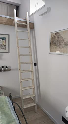 Escalera de madera maciza para altillo, litera, dormitorio, ático, garaje, caravana Max resistencia (Altura 300 cm / Ancho 40 cm)
