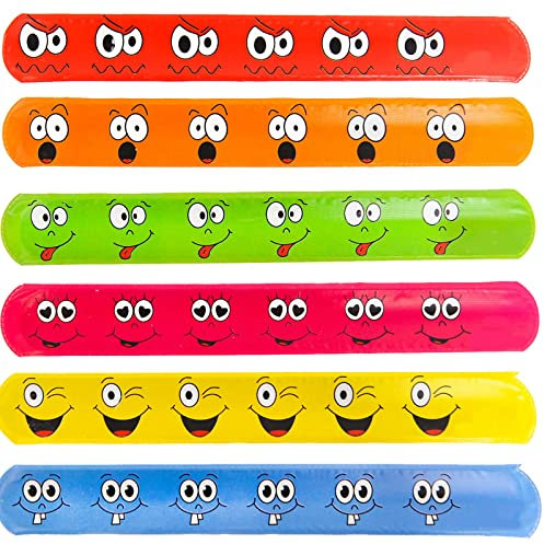 Carpeta 12x Klatscharmband * LACHGESICHTER * | Schnapparmband Lustige Lachgesichter | Emoji Wristband Armband Mitgebsel Kindergeburtstag