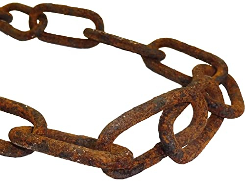 vitaliano rostige Stahlkette Gliederkette Meterware, 5 Meter, 5mm stark, Eisenkette im Antik, Retro, Vintage-Stil, als Regenablaufkette, Ringkette, Lampenkette, Deko, Metall Rost Deko für Garten