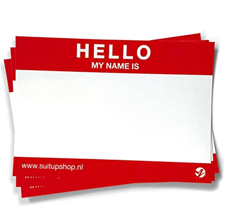 Hello My Name is Stickers - 50 Stück - Rot - wetterfester Vinyl-Aufkleber