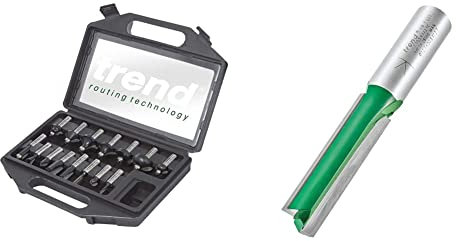Trend SET/SS9X1/2TC 1/2-inch TC Starter Cutter Set, 15 Pieces & C153X1/2TC Craft Pro 1/2 Shank Tungsten Carbide Straight Router Cutter Bit