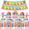 Babioms Rainbow Dolls Deko Geburtstag Partygeschirr Set, 71pcs Rainbow Dolls High Geburtstag Deko Party Supplies Set, Kindergeburtstag Geschirr Pappteller Becher für Partys Geburtstage