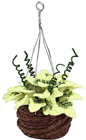 SAFIGLE Small Scale Scene Ornament Artificial Plant Hanging Basket for Dollhouse Playhouse Garden Decor Mini Potted Plant Model