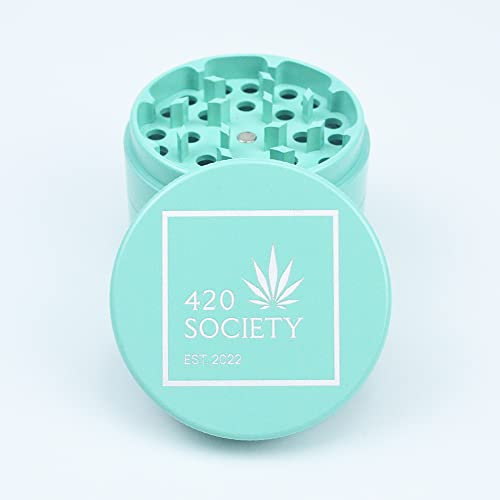 420 Society Premium Keramik Grinder I Crusher I Nano Keramik I Non Stick I Haftfrei I 4 teilig I Gewürzmühle I 420SCTY Care Paket (Mint) I 63mm Durchmesser