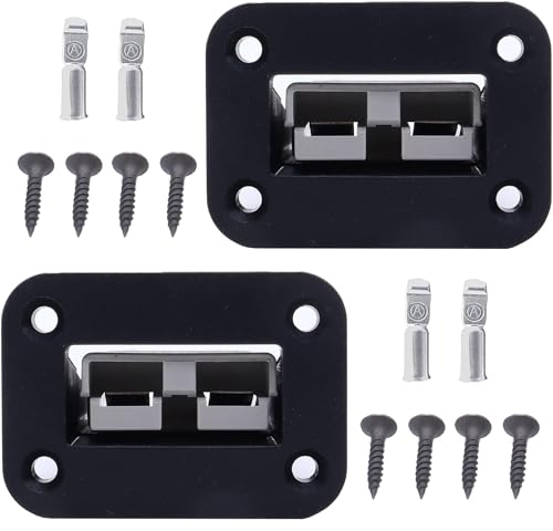 HISports 2 pièces 50 A prise encastrée Anderson prise de charge, jeu de prises support de montage panneau couverture pour caravane bateau camion chariot élévateur noir