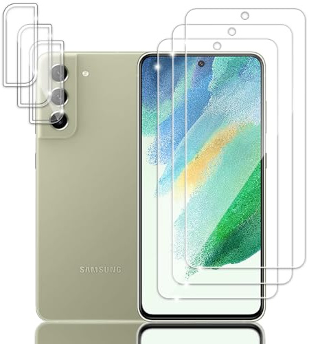 Tzstz 3+3 Pièces Verre Trempé Protecteur,pour Samsung Galaxy S21 FE 5G，Dureté 9H,Anti Rayures,Samsung Galaxy S21 FE 5G D'écran Protecteur