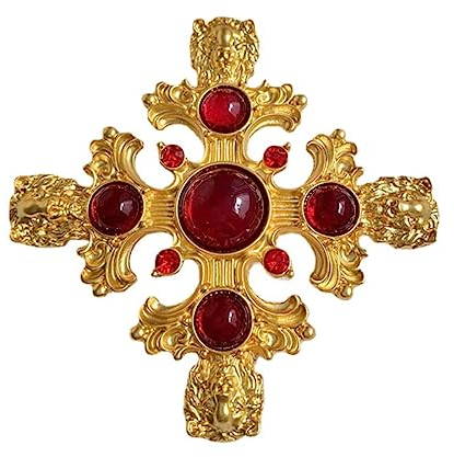 YAHOYA Elegante Vintage Kreuz Brosche Luxus Kristall Löwe Broschen für Frauen Mode Schmuck Winter Mantel Jacke Zubehör Party Geschenk