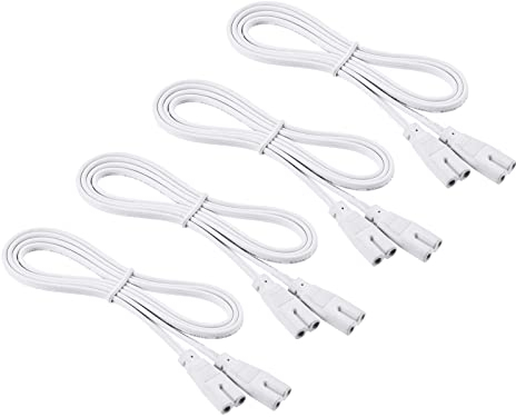 YOKIVE 4pz Lampada Collegamento Filo per T4 T5 T8 LED Tubo, 2 Pin Collegabile Cavi Prolunga Cavo Facile Installazione, Ottimo per Uffici, Industria (Bianco, 100cm)
