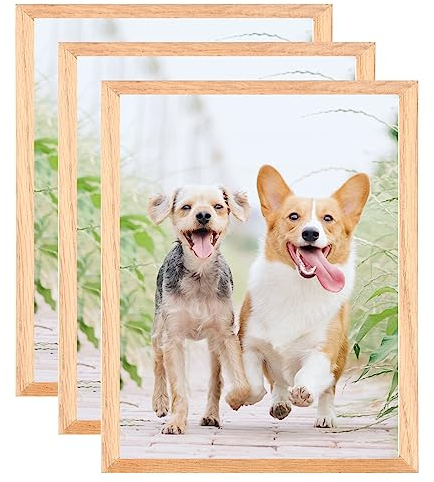 Weikani A3 Photo Frame,3 Pack-29.7x42cm OAK Picture Frame,Certificate Frame for Wall Mount or Table Top Display,Set of 3