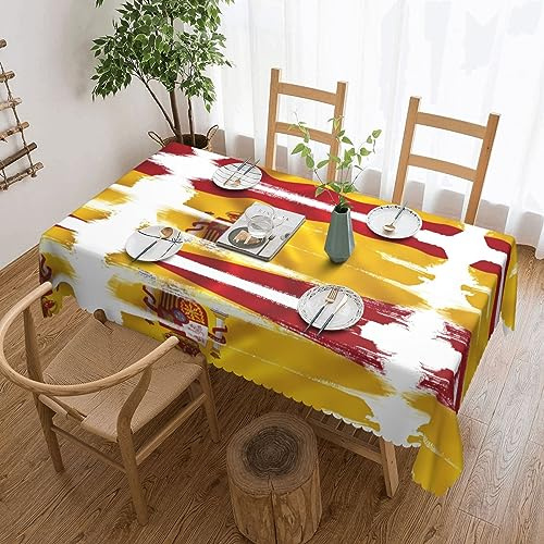Rechteckige Tischdecke mit spanischer Flagge, waschbare Tischdecke, bedruckte Stoff-Tischdecke für Esstisch, Buffet, Partys, Bauernhaus, Küche, 137 x 183 cm