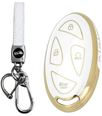 MEDZUK 7 Boutons Coque Clé Compatible avec Hyundai Kona SX2 EV 2023-2025 2026 Coque de Protection pour clé de Voiture TPU, Accessoire Étui pour Clés avec Porte-clés (Blanc)