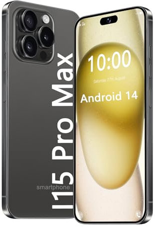 Gqudyi new 5G mobile phone I15 Pro Max smartphone Android 14 7.3 inch 7800mAh 72mp 108mp 12+512GB with 128TF card fingerprint lock/facial recognition dual SIM(Size:12GB+512GB,Color:Black)