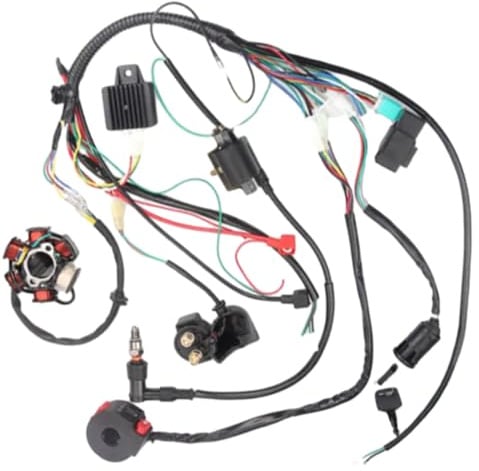 Kacepar Kit d'allumage CDI de faisceau de câbles, kit d'allumage CDI de faisceau de câbles adapté aux quads de démarrage électrique chinois 50cc 70cc 90cc 110cc 125cc