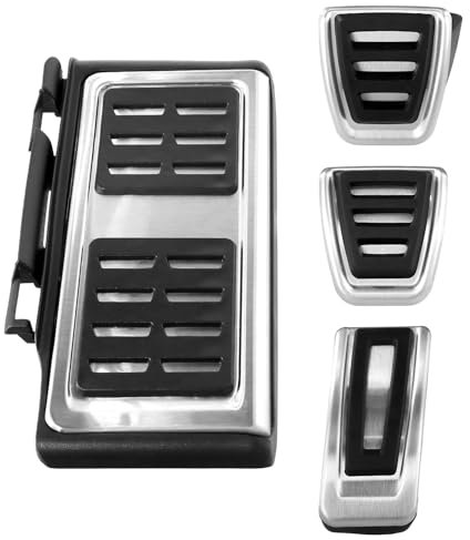 QWORK® 4 Stück Edelstahl Bremsfußstütze Pedalkappen Set, Bremse Fußpedal Accelerator Abdeckung, Kompatibel mit Golf 7, VW, Passat B8 Manuellen Version