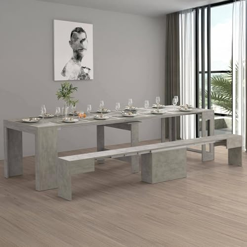 Dmora - Tisch- und Stuhlset Crispin, Mehrzweckkomposition, Set mit Konsole und 1 ausziehbarer Bank, 100% Made in Italy, 66 x 25 x 45 cm, Grau