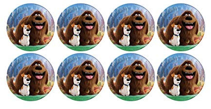 ALMACENESADAN, 5121, Pack fête d'anniversaire, lot de 8 assiettes en carton de 23 cm, sous licence (animaux de compagnie)