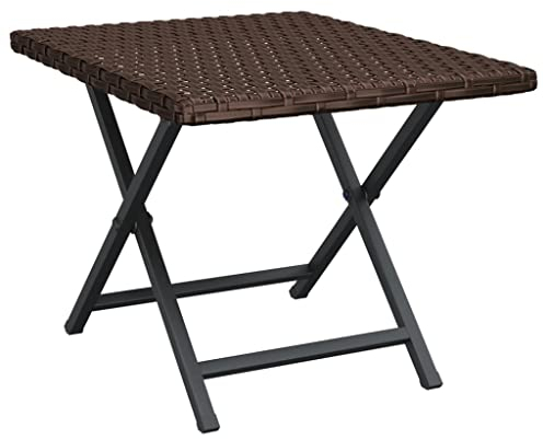 SDWEHO7 Gartentisch Wetterfest Klappbar PE Rattan Garten Terrasse Tisch Beistelltisch Balkontisch Klapptisch Kaffeetisch Teetisch, Braun 45x35x32 cm